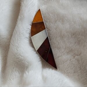 💎 Amber & Sterling Brooch